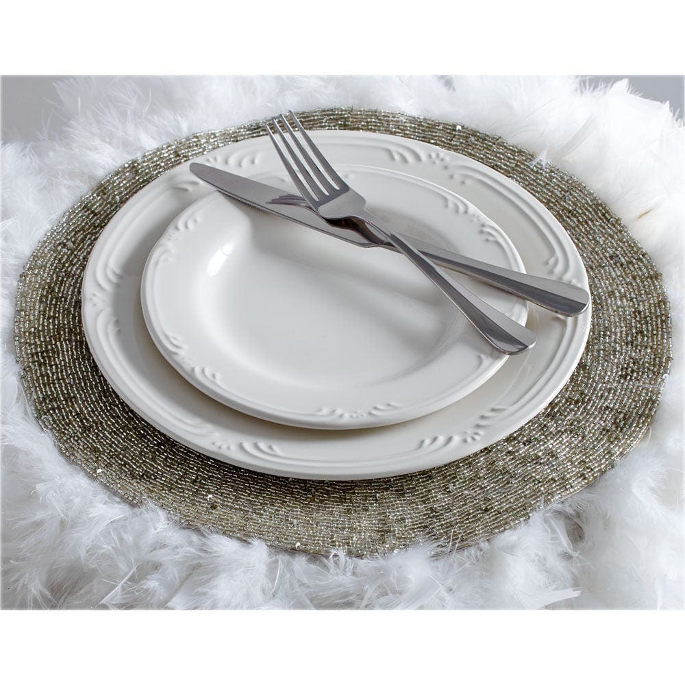 Elegant stoneware salad plate set of 4 displayed on a dining table.
