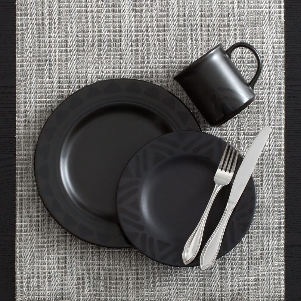 Elegant dinnerware set with microwave and dishwasher safe stoneware plates