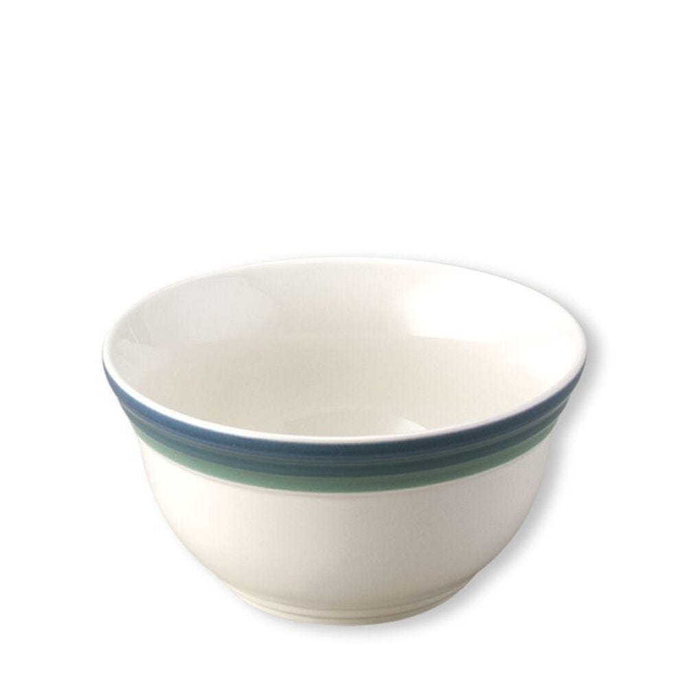 Stacked set of premium stoneware deep bowls with ocean breeze pattern