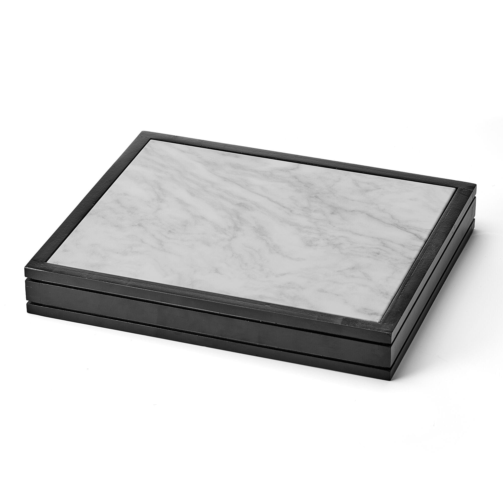 Freezable tray on dining table showcasing shrimp and dips
