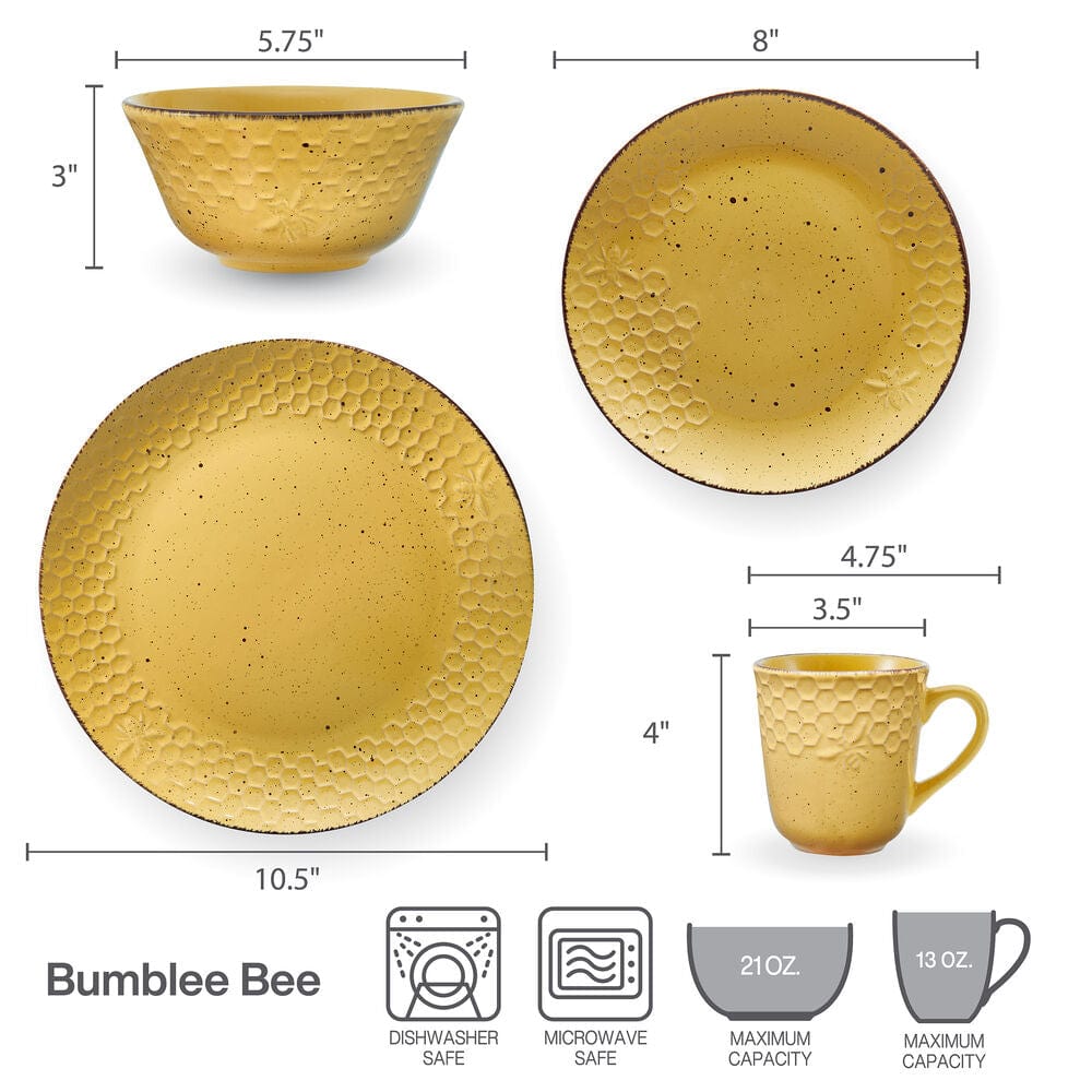 Set of four soup cereal bowls from the Sunny Honeycomb dinnerware set, perfect for cozy meals.