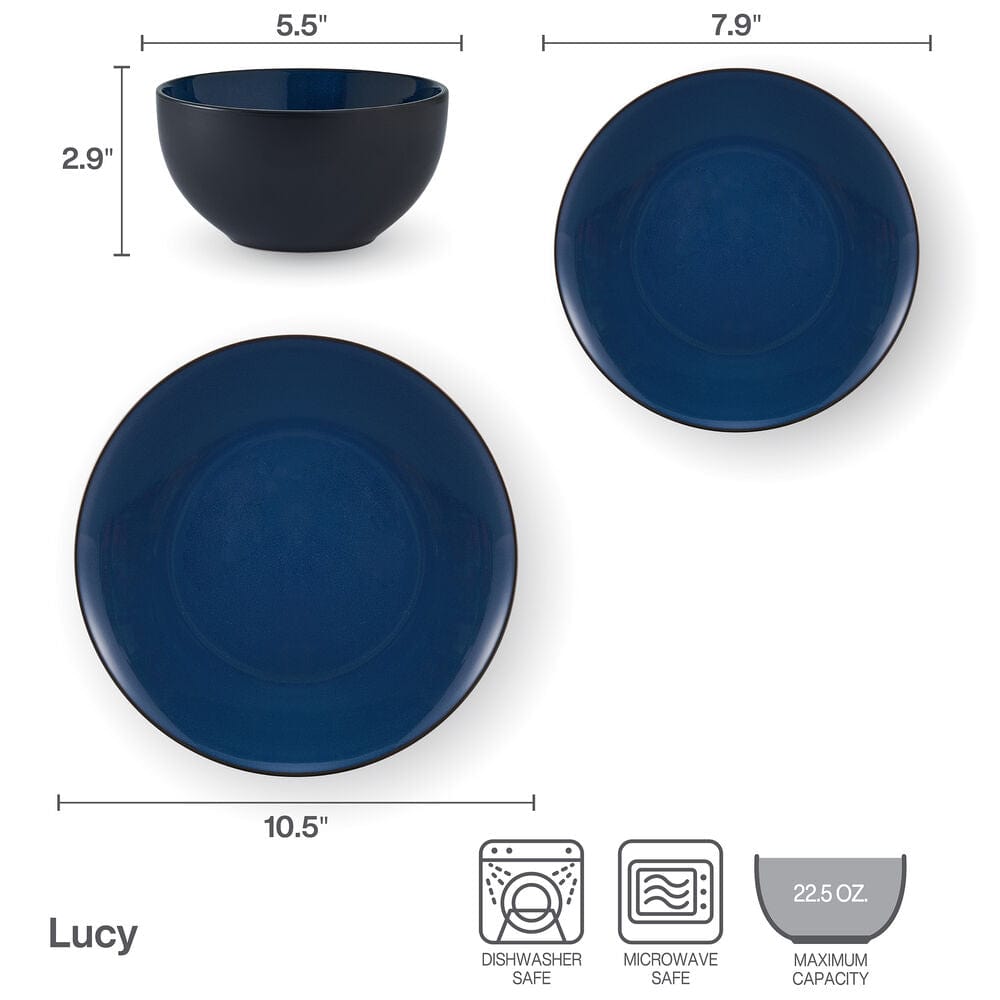 Stacked colorful stoneware dishes with reactive glaze finish