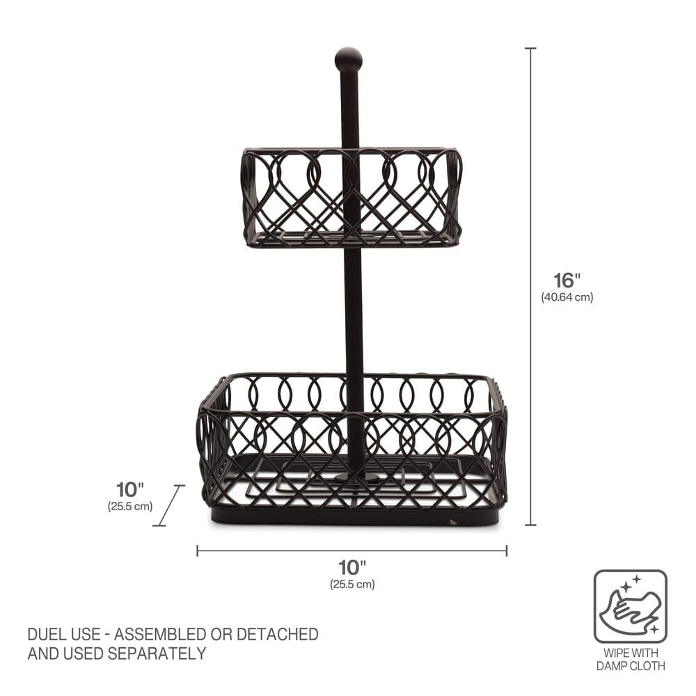Elegant open wire design of the Juliette multi-tier basket showcasing vegetables.