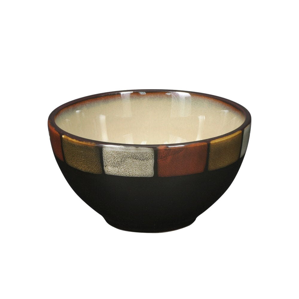 Dishwasher safe serving bowls set displayed on a dining table with fruit and snacks.