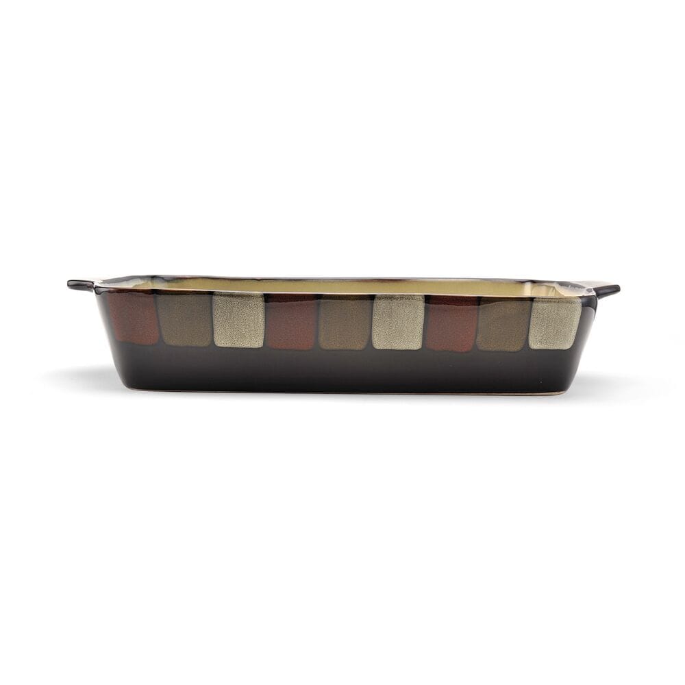Stylish rectangular baking dish on a kitchen countertop ready for serving