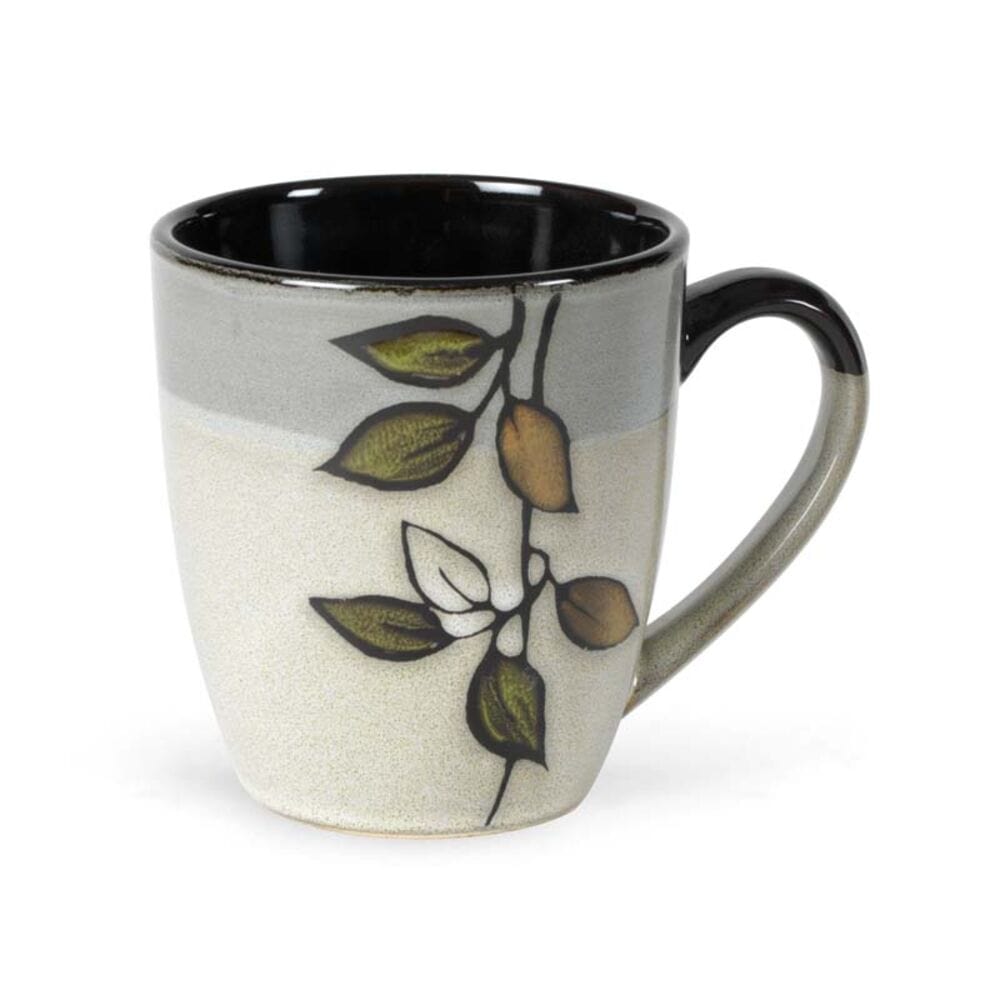 Rustic Autumn Leaves Mug Set showcasing the unique leaf patterns and natural tones.