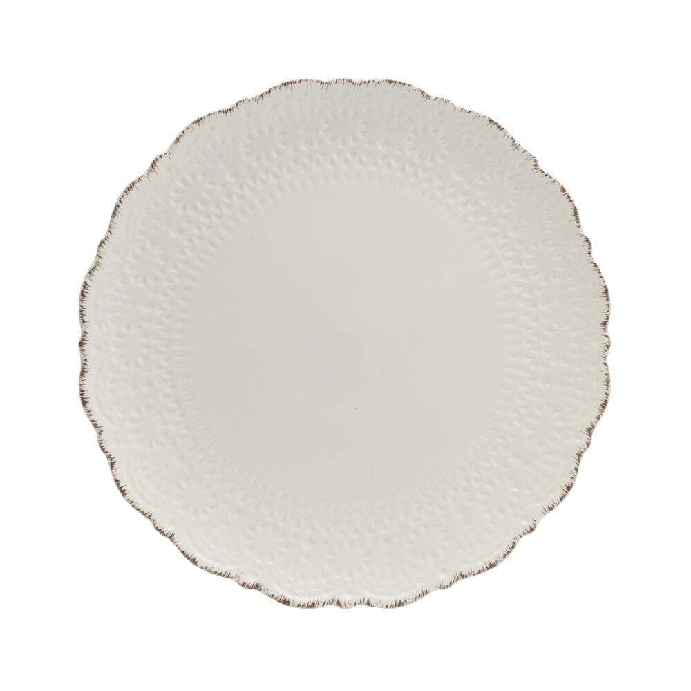 Close-up of the Chateau Elegance 11-inch dinner plate featuring elegant design, perfect for serving main courses.