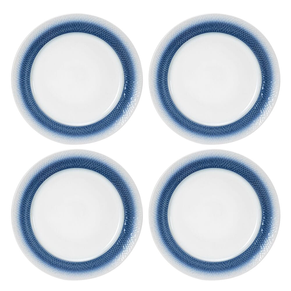 Elegant blue stoneware dinner plates with reactive glaze finish for everyday use