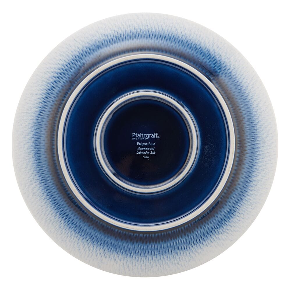 Mugs from the Eclipse Blue dinnerware set, dishwasher safe and perfect for casual coffee or tea
