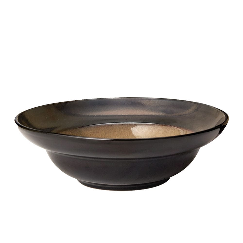 Serving salad in a large 38 oz stoneware bowl with reactive glaze finish
