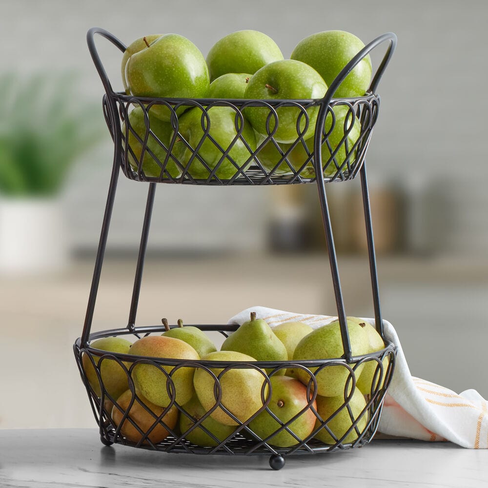 Elegant antique black 2-tier countertop organizer showcasing its robust design.