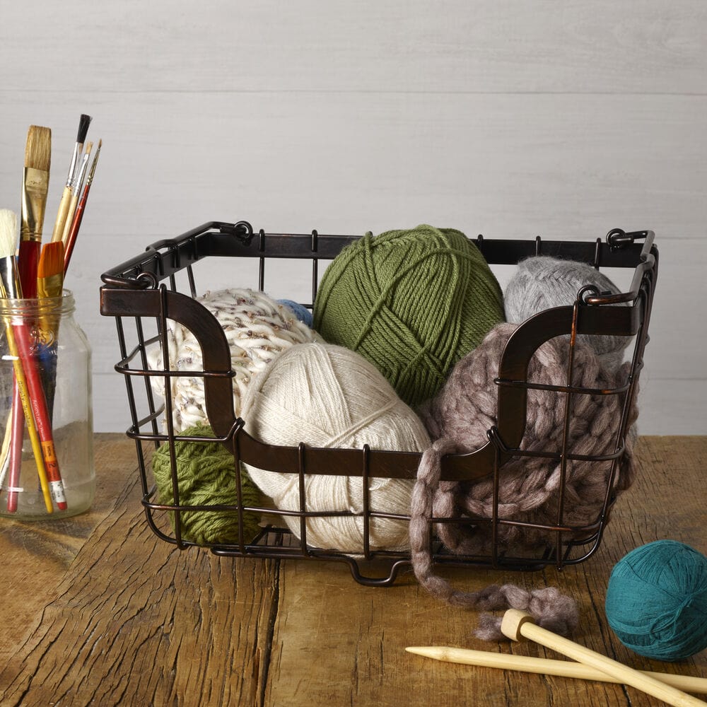 Use-case of decorative storage basket holding household items