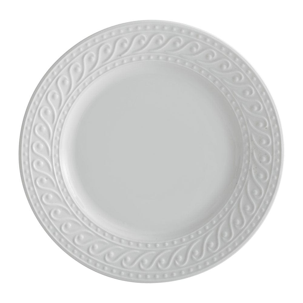 Set of four Sylvia dinner plates on a dining table, ideal for main meals.