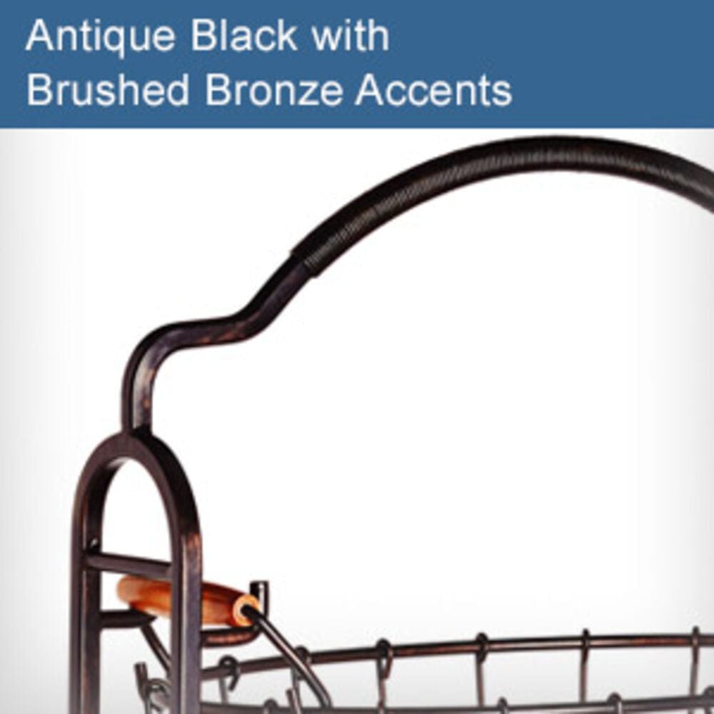 Versatile 3-tier adjustable storage rack in black brushed copper, showcasing baskets filled with household items.