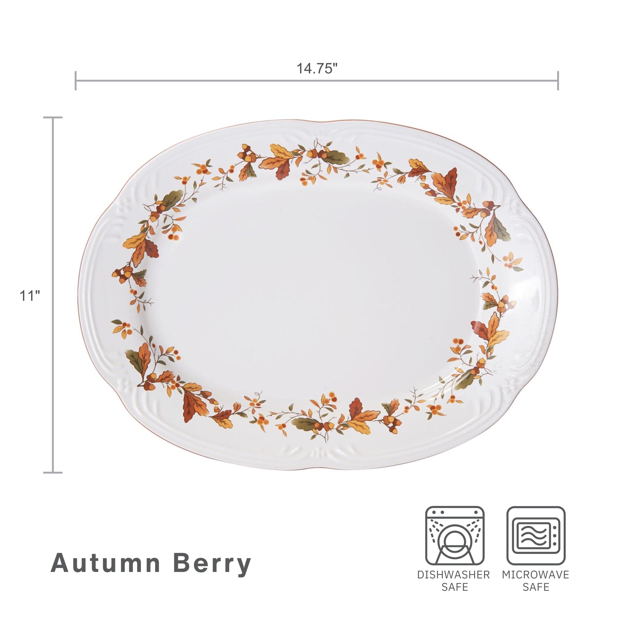 Dishwasher safe oval platter filled with delicious roasted vegetables at a festive gathering.