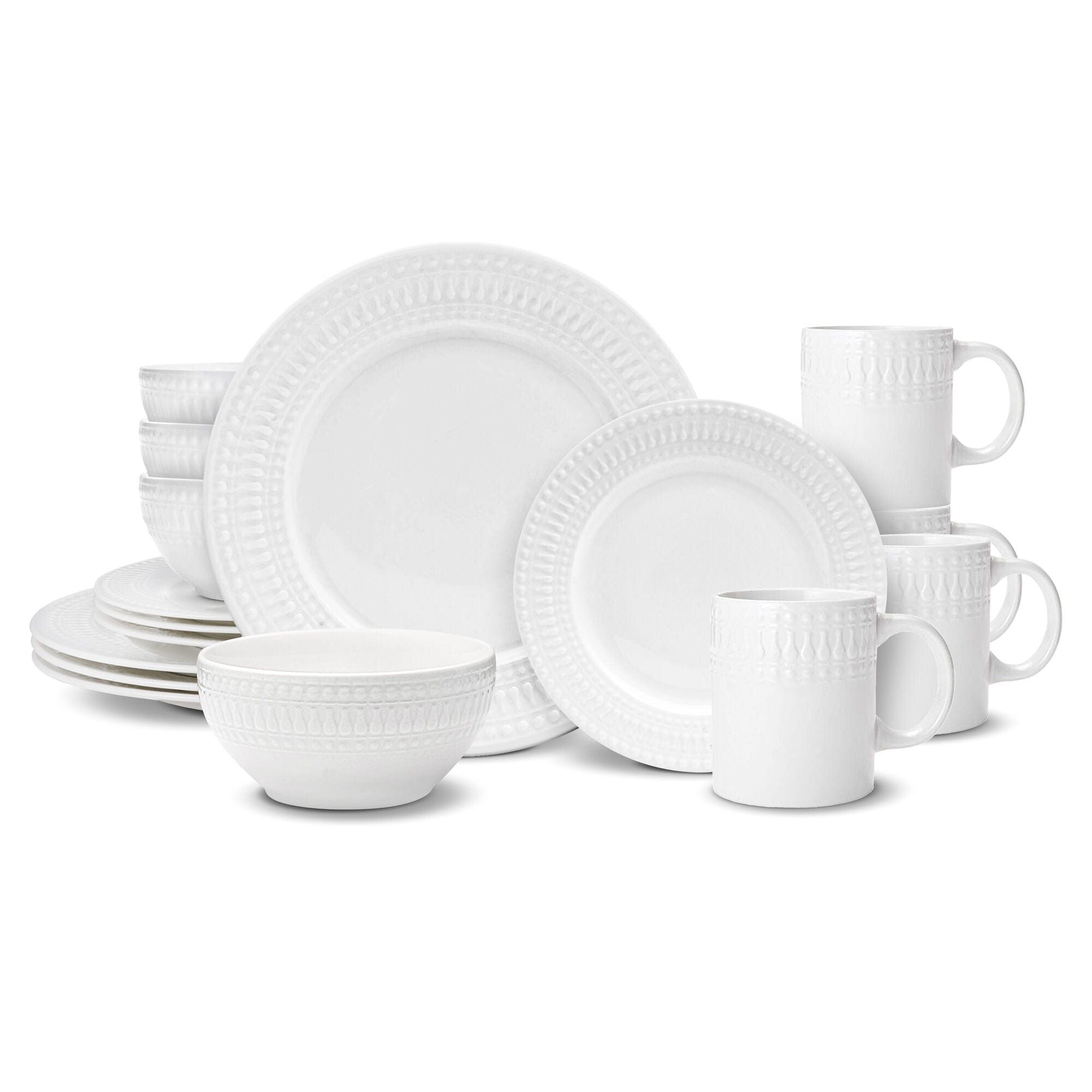 Close-up of the microwave-safe dinner plate from the 16-piece porcelain dinnerware set.