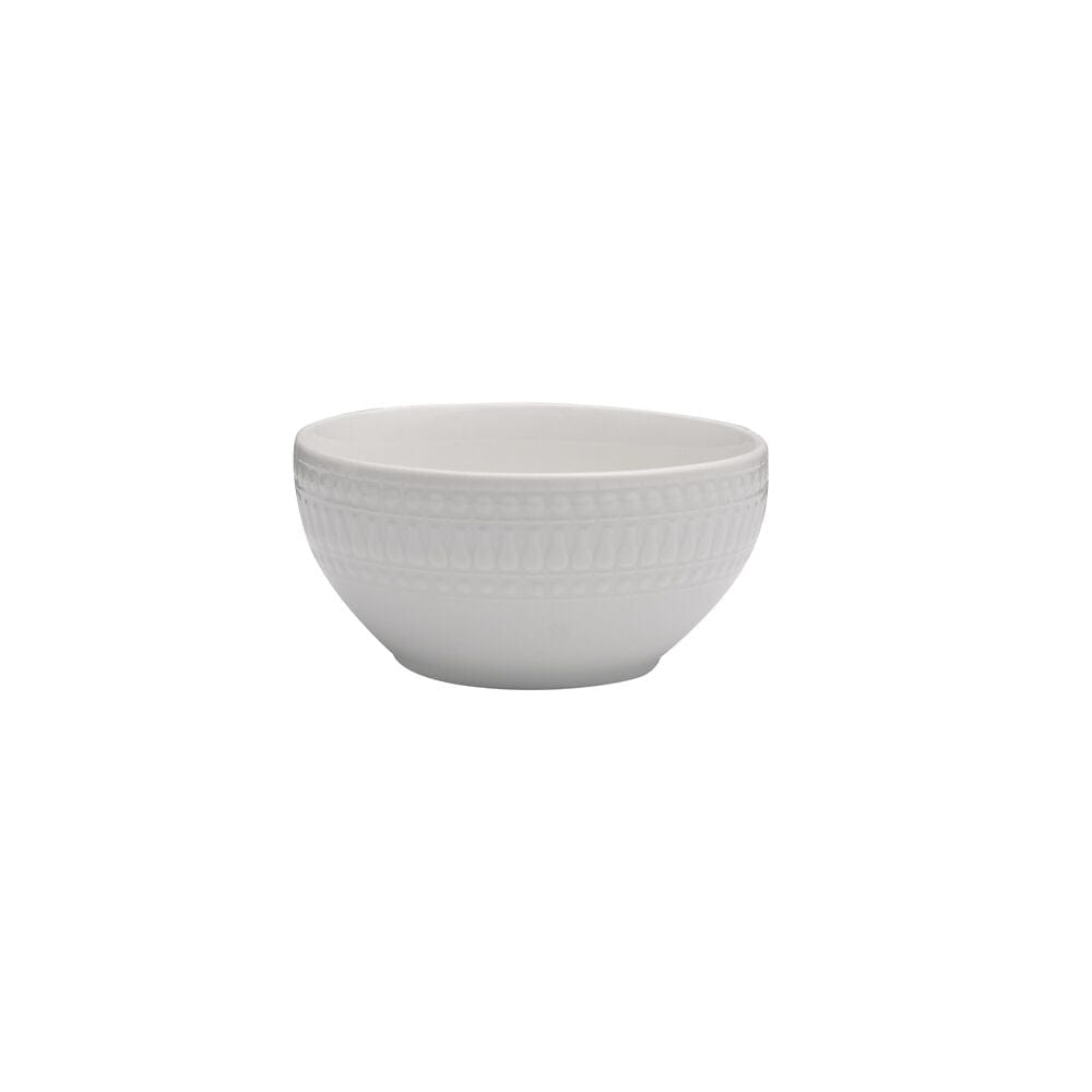 Close-up of the microwave-safe dinner plate from the 16-piece porcelain dinnerware set.