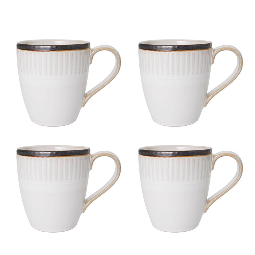 Stoneware tableware stacked neatly, showcasing durability and style