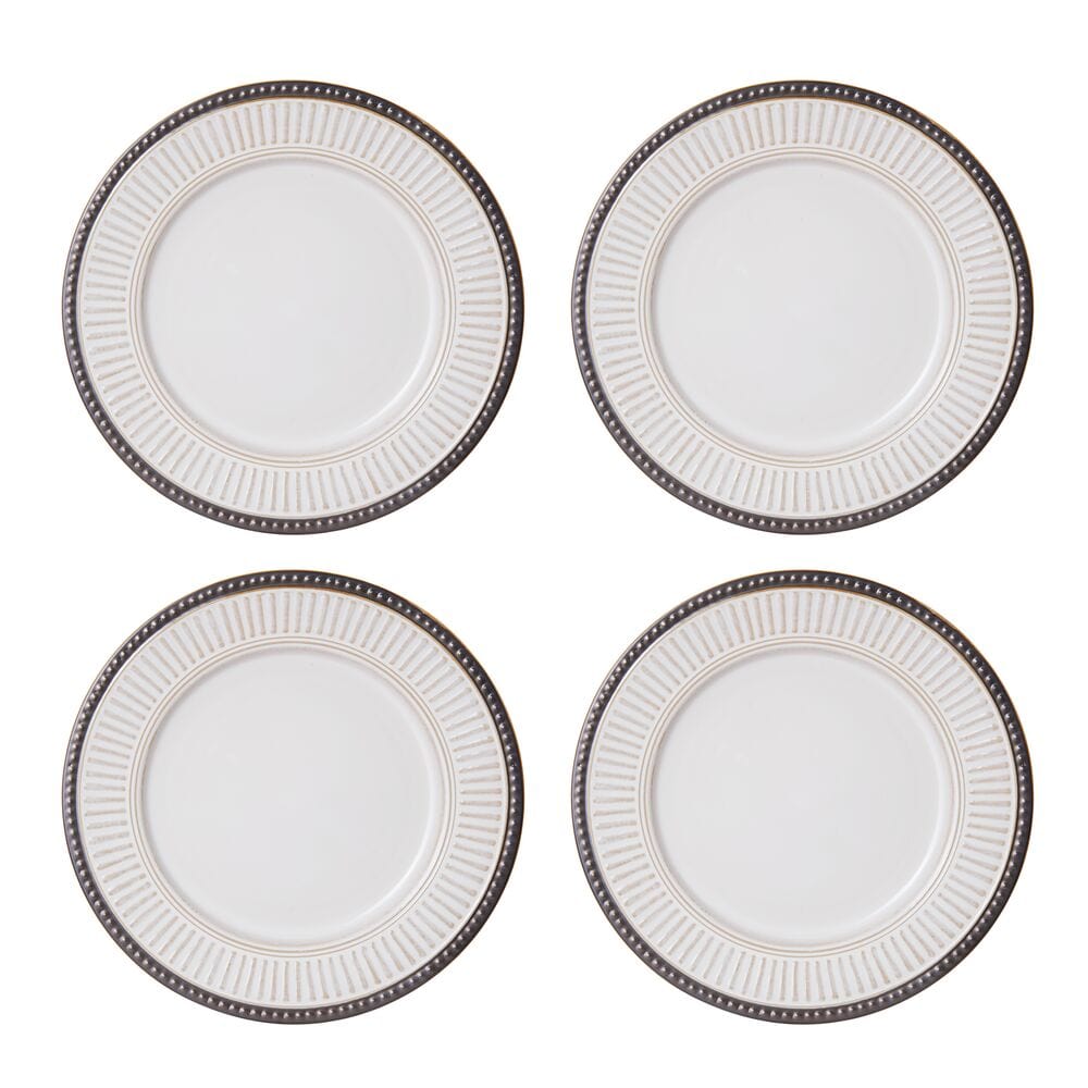 Stoneware tableware stacked neatly, showcasing durability and style