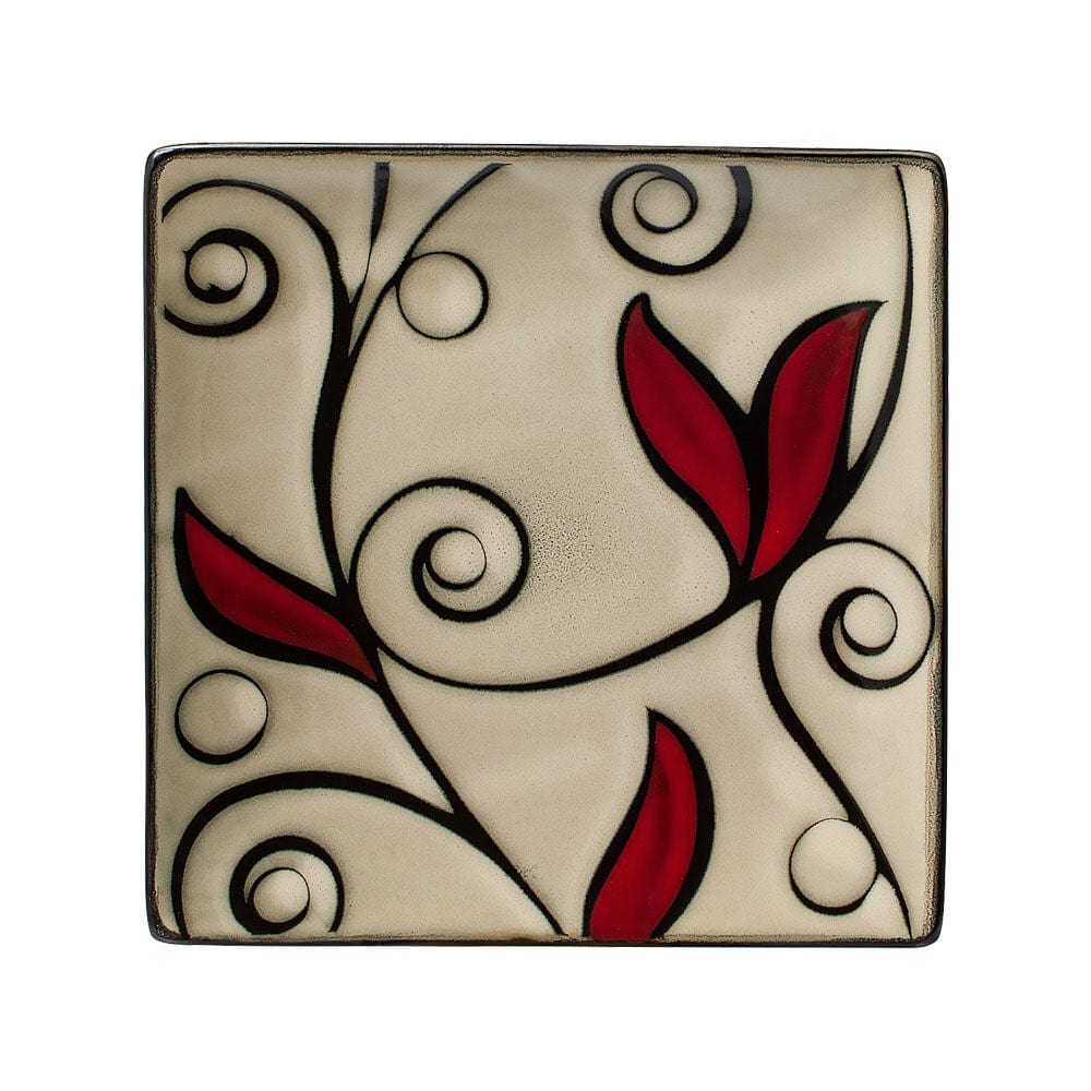 Belmont handcrafted stoneware salad plates served with a fresh salad and sandwiches.