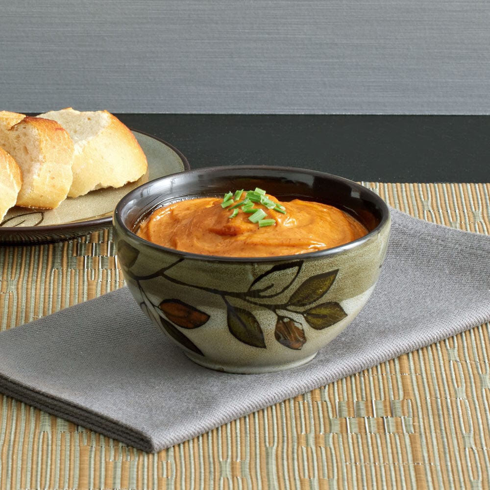 Top view of small 6 oz fruit bowls for serving, highlighting their artisan glaze and rustic design