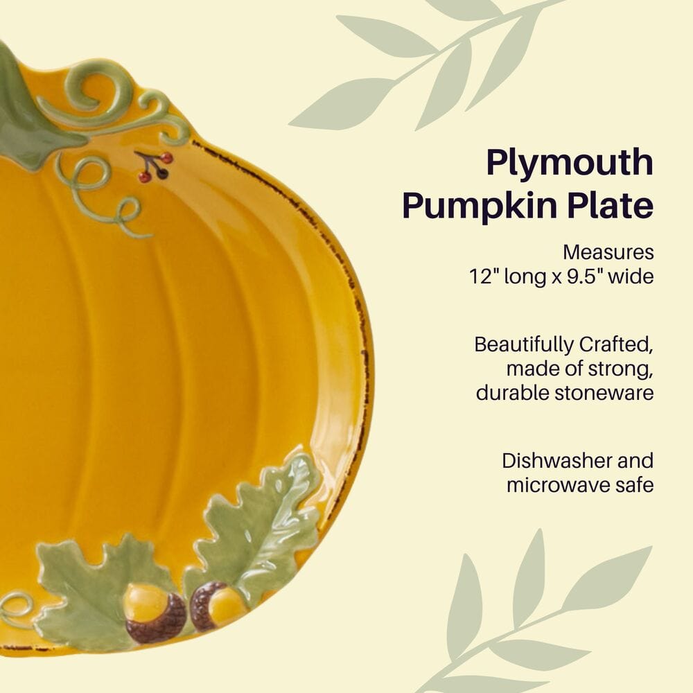 Dishwasher-safe pumpkin platter in a cozy fall table setting