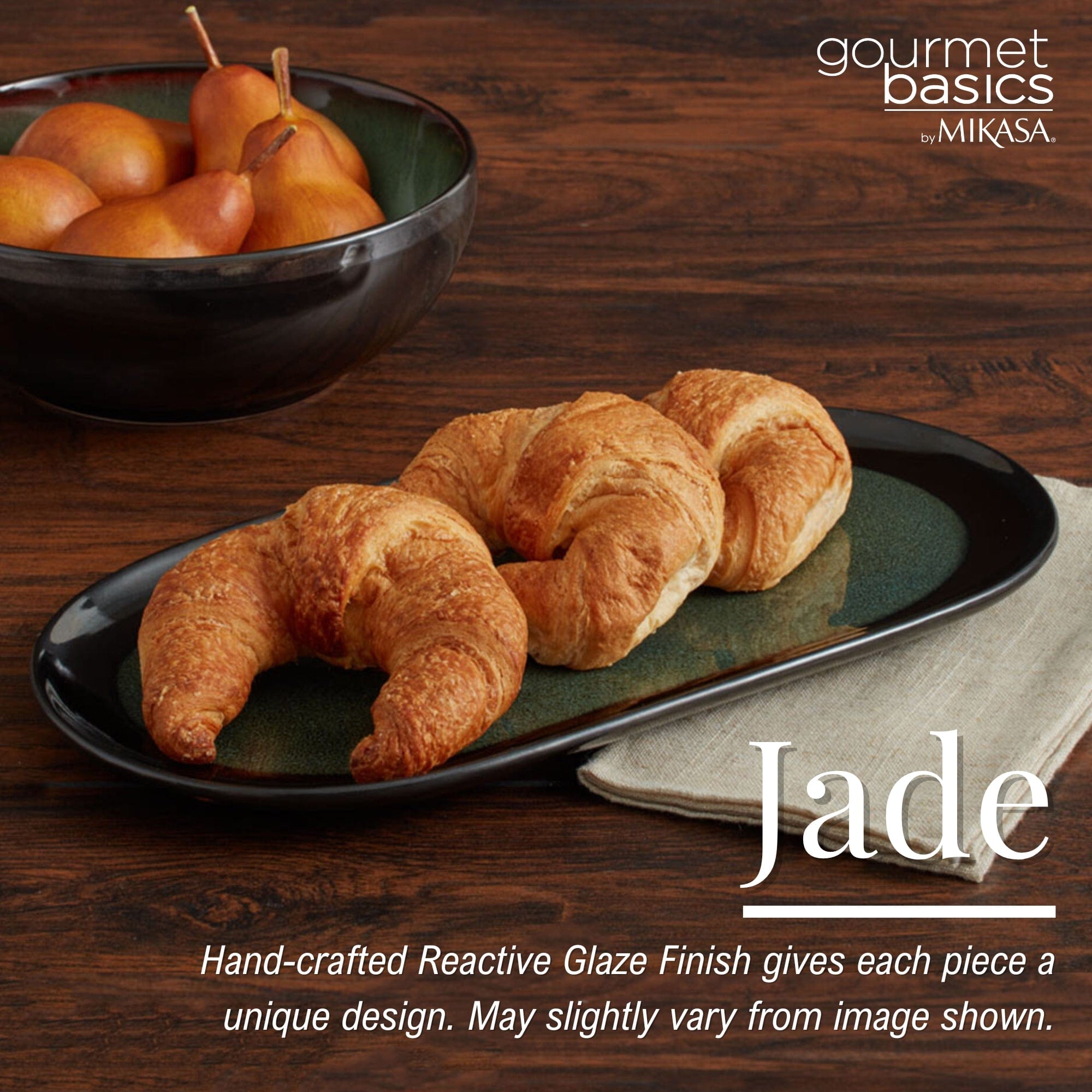 Dishwasher safe stoneware platter being cleaned in a modern kitchen