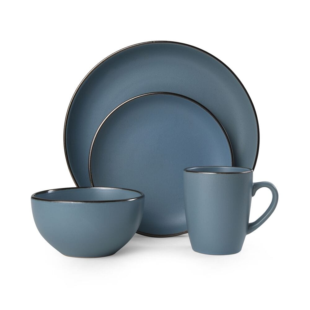 Hadlee Blue Modern Stoneware Dinnerware Set - Image 7