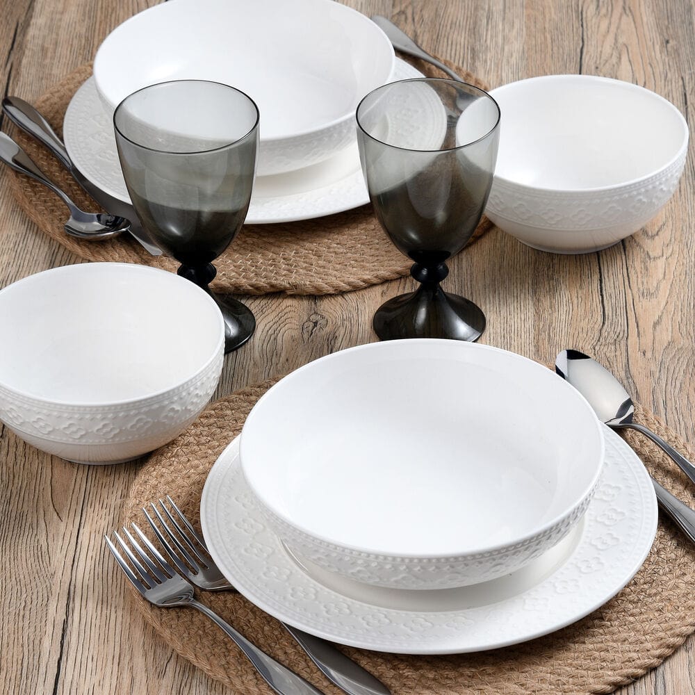Close-up of dishwasher safe dinnerware for casual and formal use