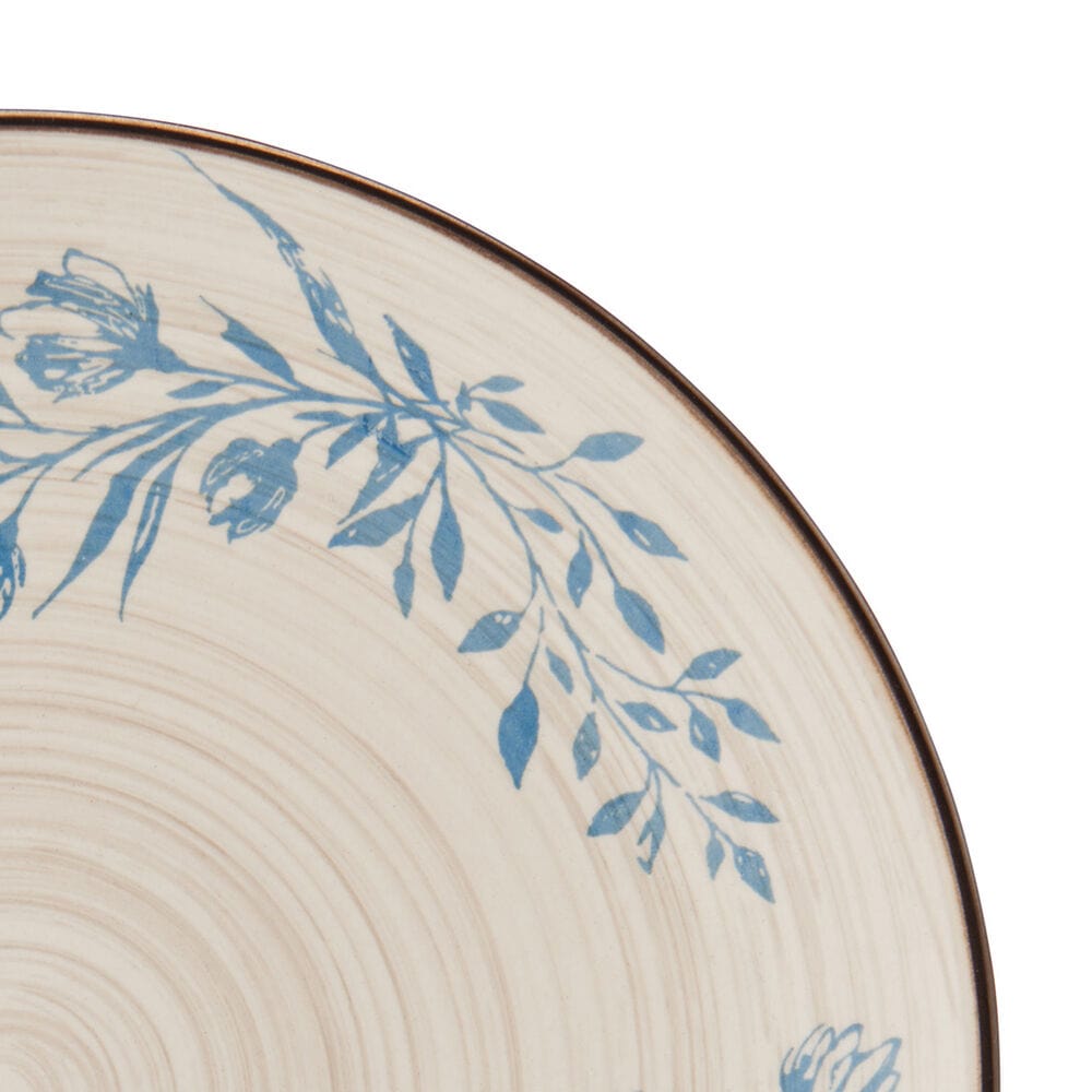 Set of reactive glaze stoneware dishes for family dining