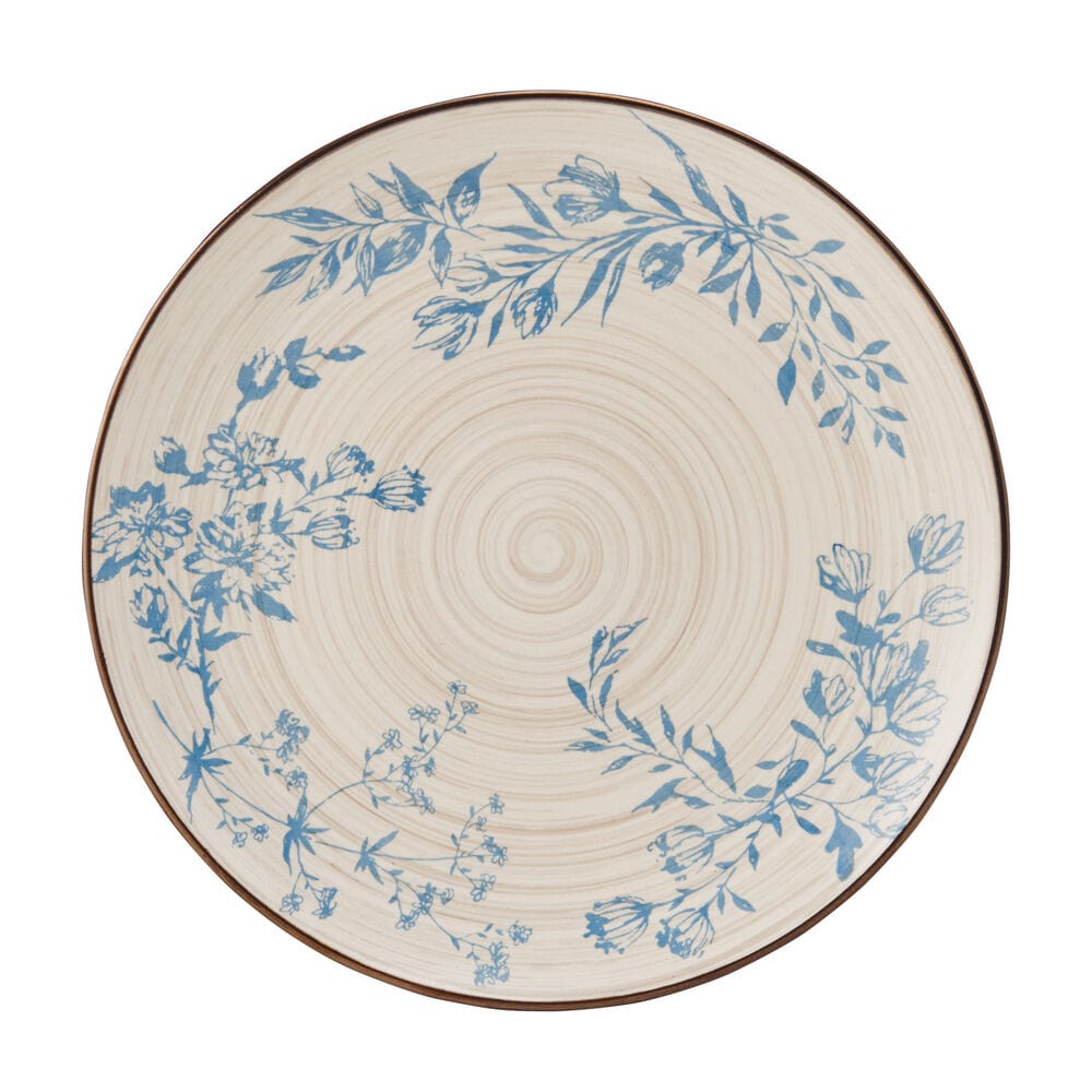 Set of reactive glaze stoneware dishes for family dining