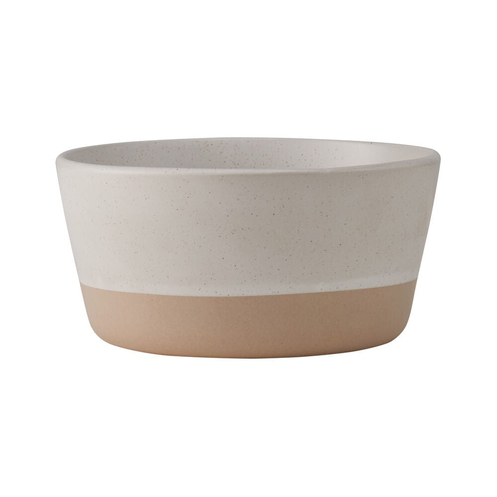 Close-up of the Hudson stoneware cereal bowl with a creamy band, ideal for breakfast.