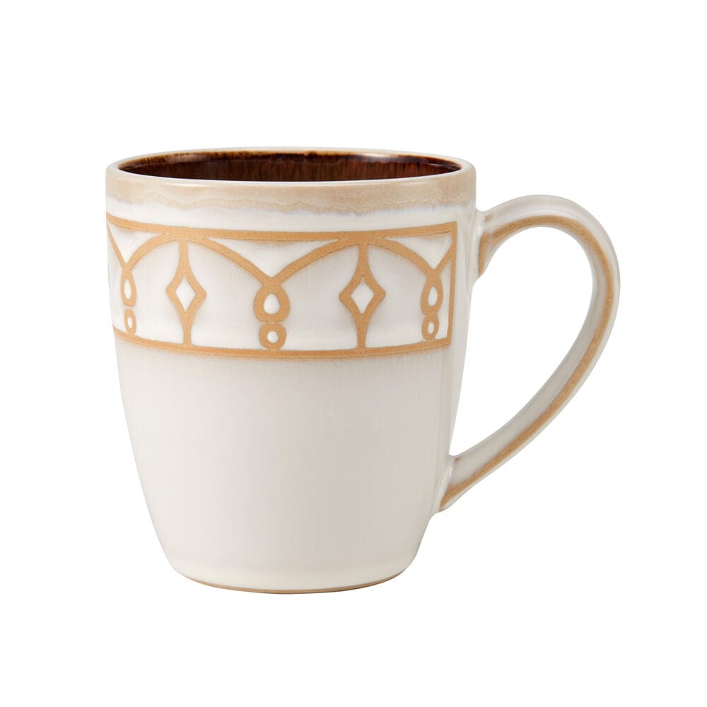 Stacked set of dinnerware with mugs and bowls showcasing reactive glaze finish