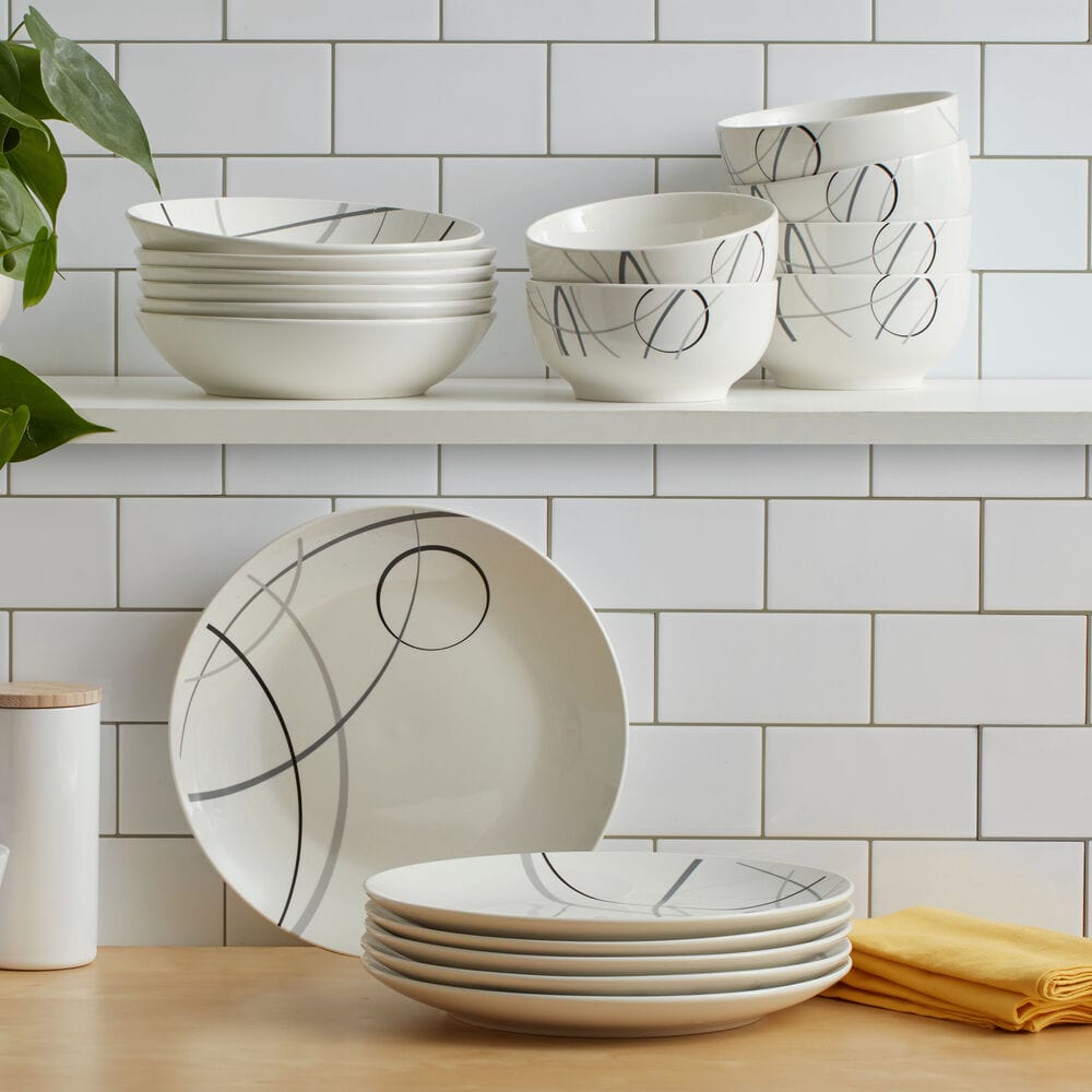 Circles dinnerware set for 6 featuring abstract circle designs