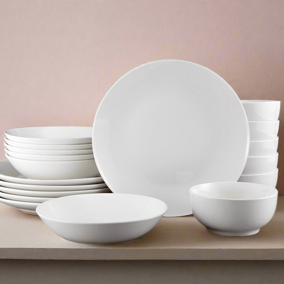 Elegant modern dinnerware set for gatherings with coupe-shaped plates and bowls