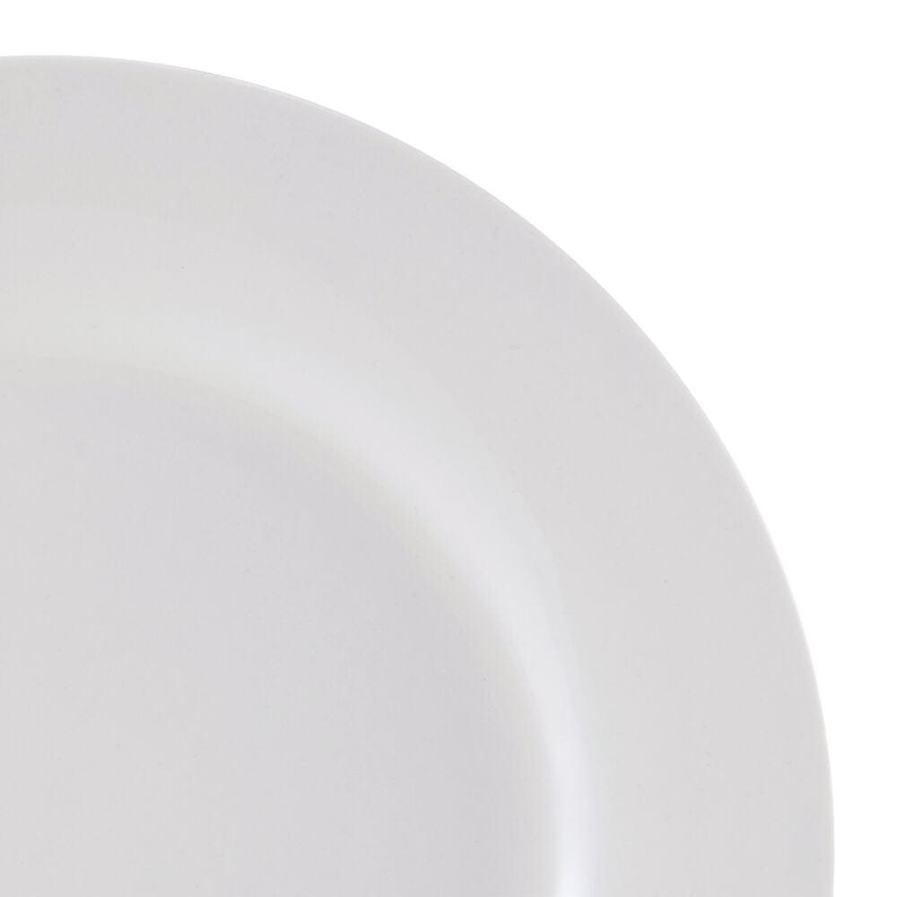 Kendall dinnerware set arranged with food, highlighting its microwave-safe feature.