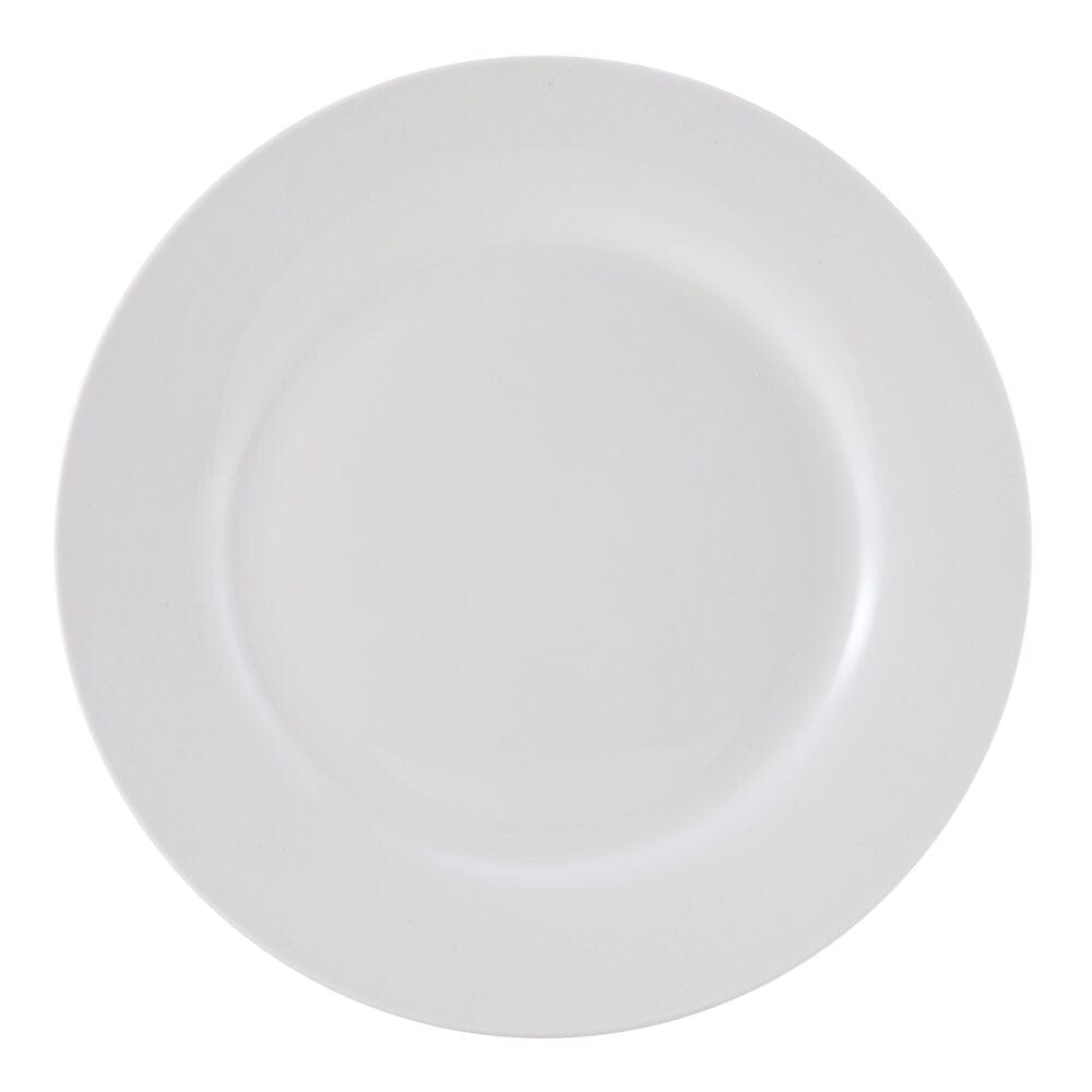 Kendall dinnerware set arranged with food, highlighting its microwave-safe feature.