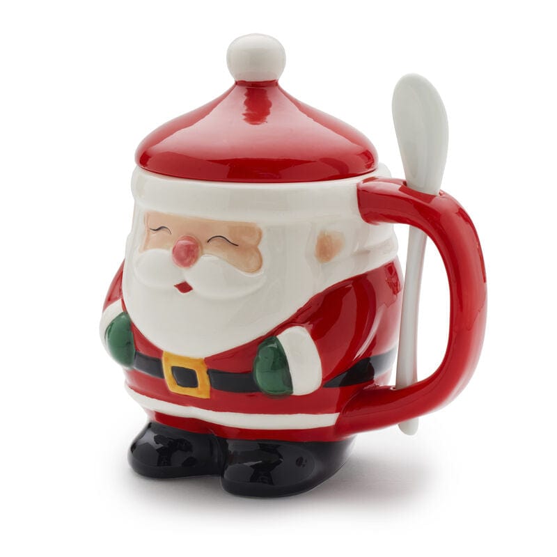 Santa mug with cheerful holiday design and spoon in handle, ideal for Christmas gifts