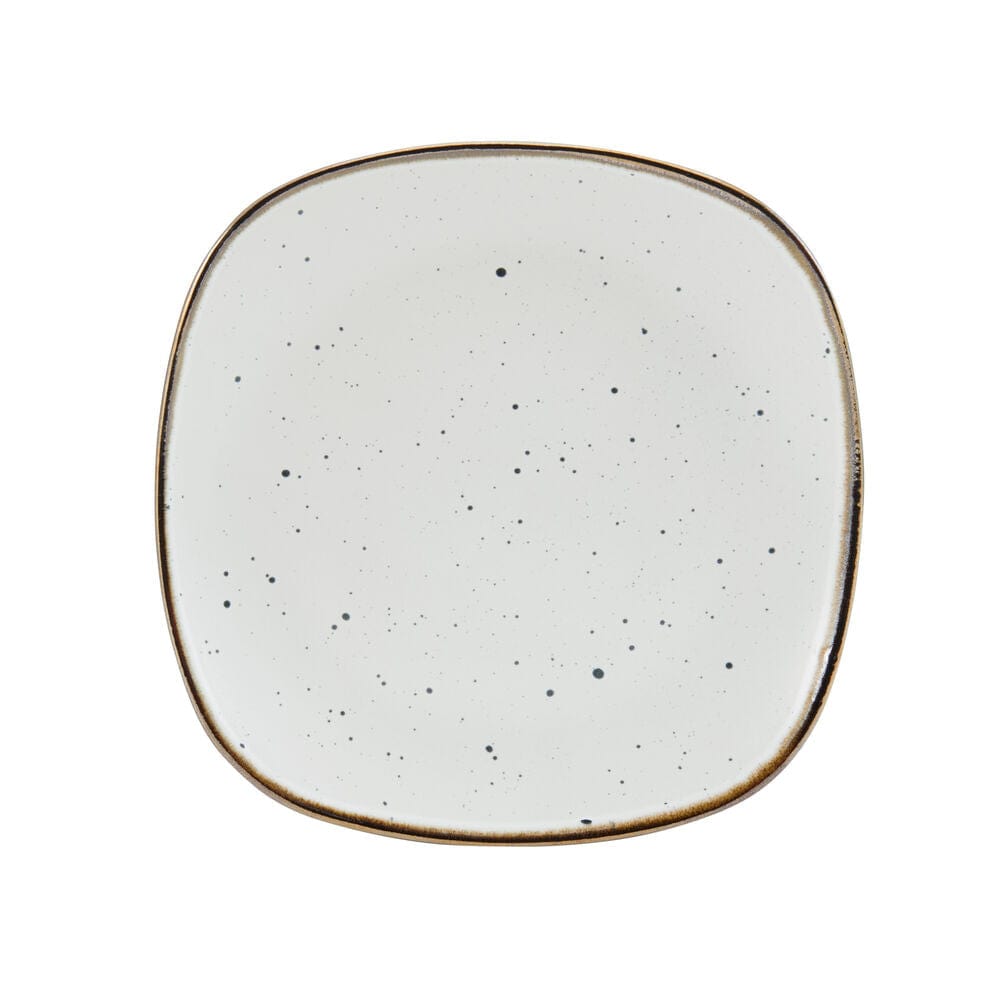 Set of four white stoneware mugs with a sleek design, ideal for coffee or tea