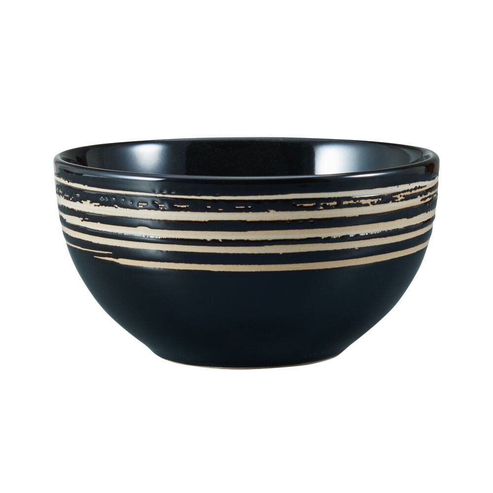 Set of 16 black stoneware dinner plates, bowls, and mugs for four people