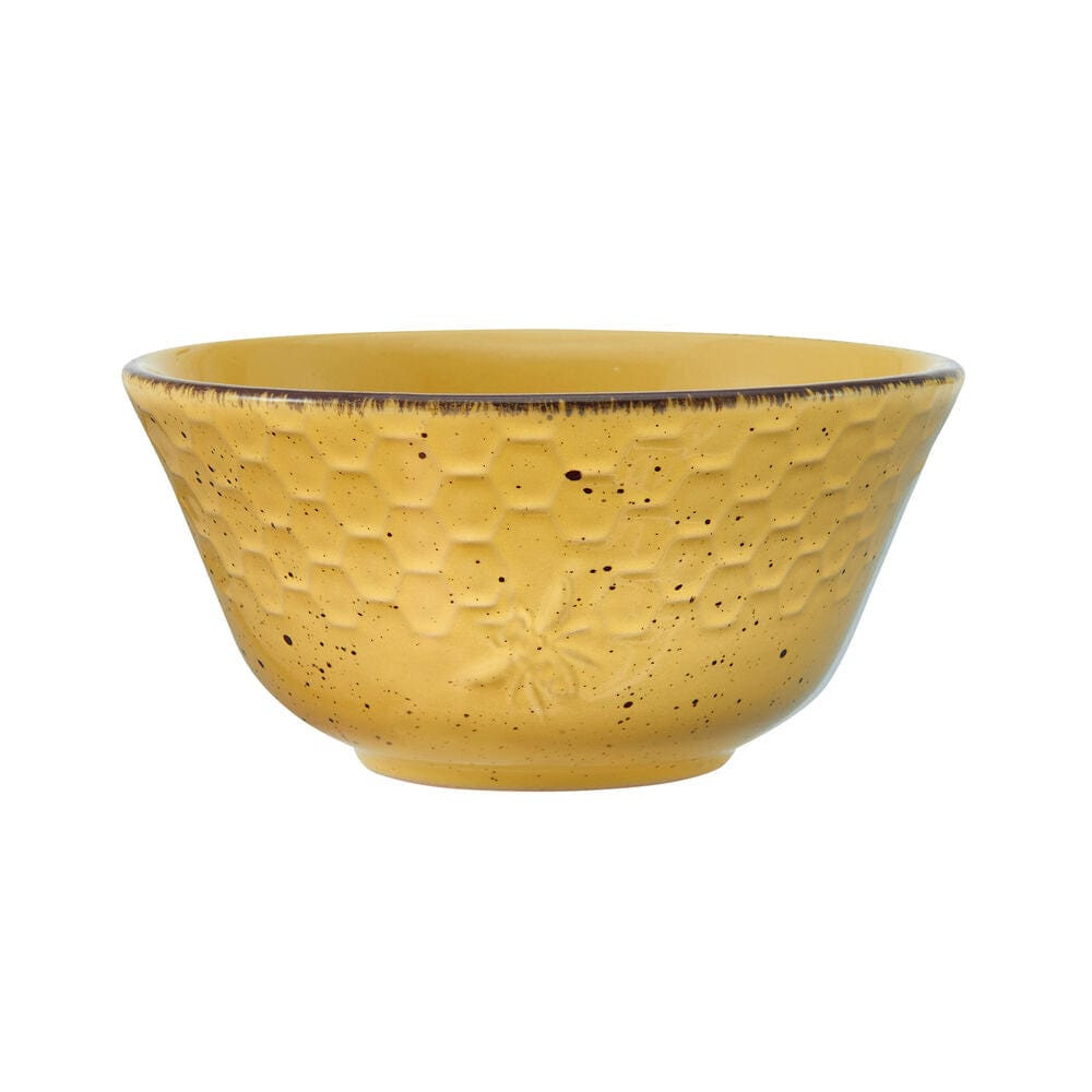 Set of four soup cereal bowls from the Sunny Honeycomb dinnerware set, perfect for cozy meals.