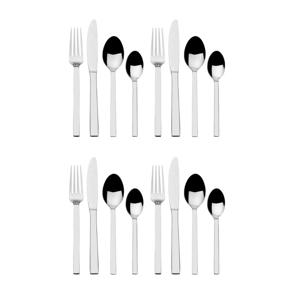 Close-up of the sleek handle design on the Graciela flatware set