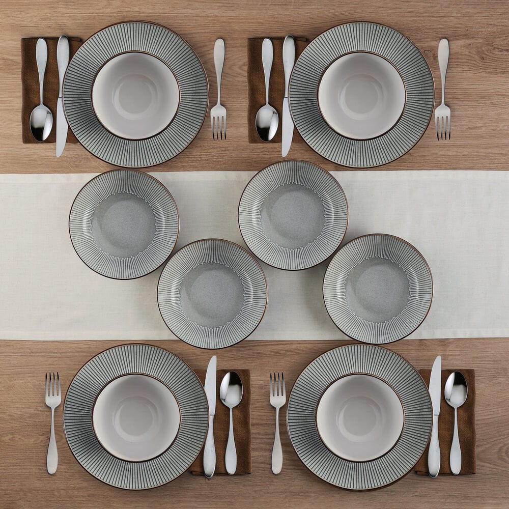 Serving dinner with the Arlie Gray 12-piece tableware set