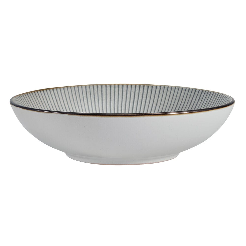 Close-up of embossed pattern on Arlie Gray dinnerware set