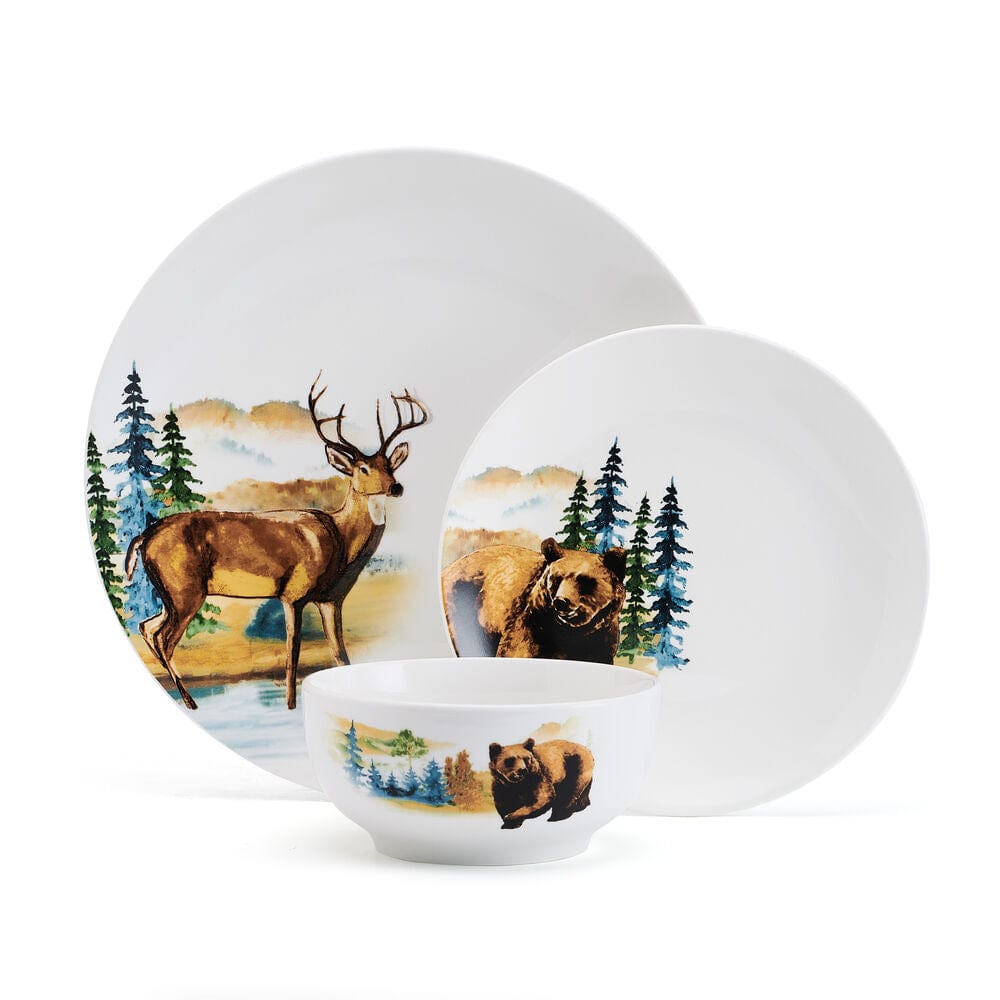 Woodland Whimsy dinnerware set in a dishwasher, showcasing its durability