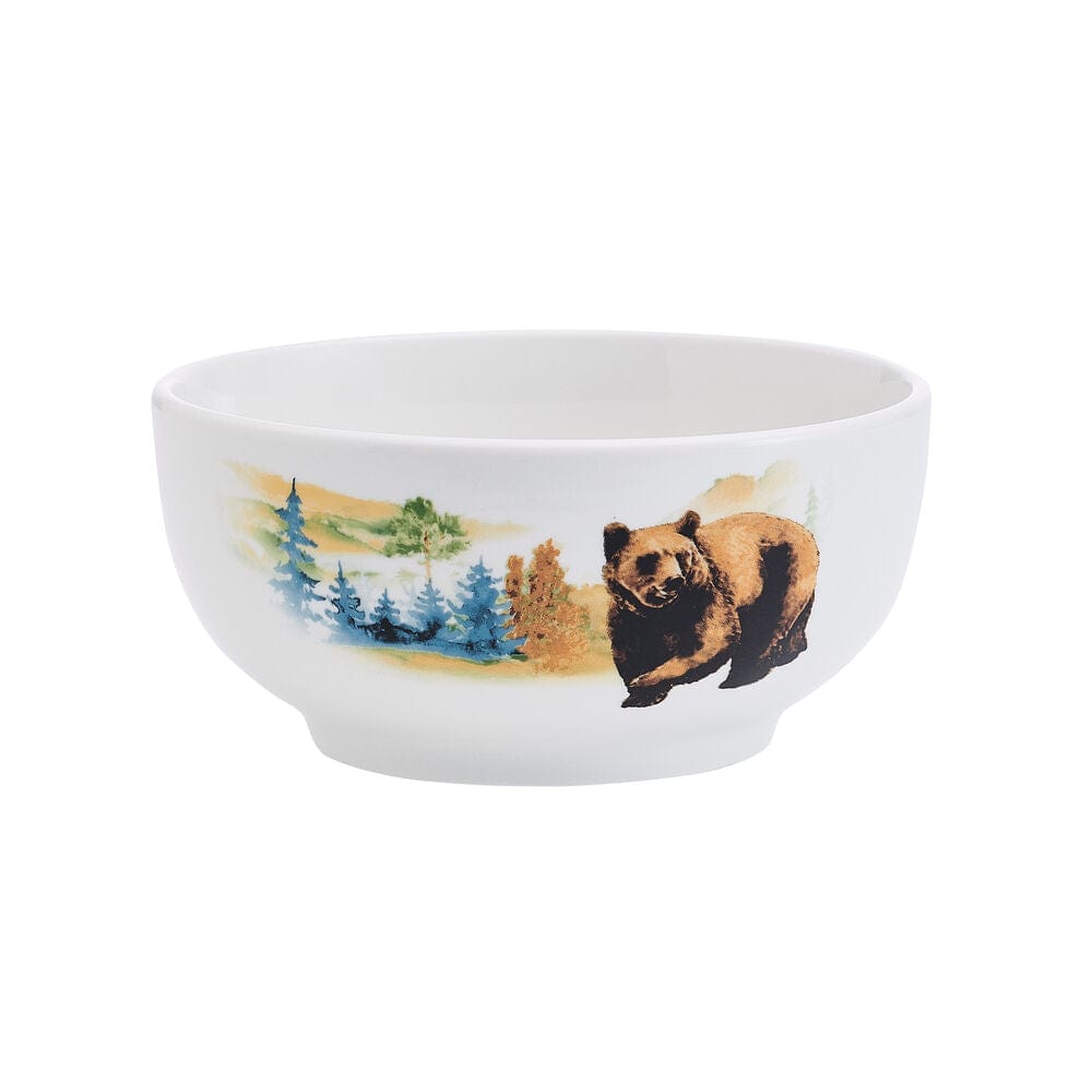 Close-up of a Woodland Whimsy dinner plate with a regal deer design