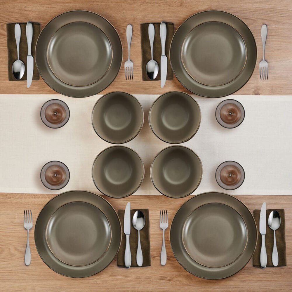 Hadlee 12-piece dinnerware set arranged on a modern dining table