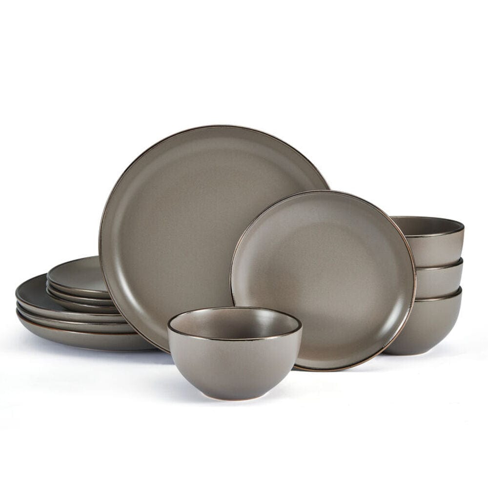 Elegant gray and metallic rim dinnerware for special occasions