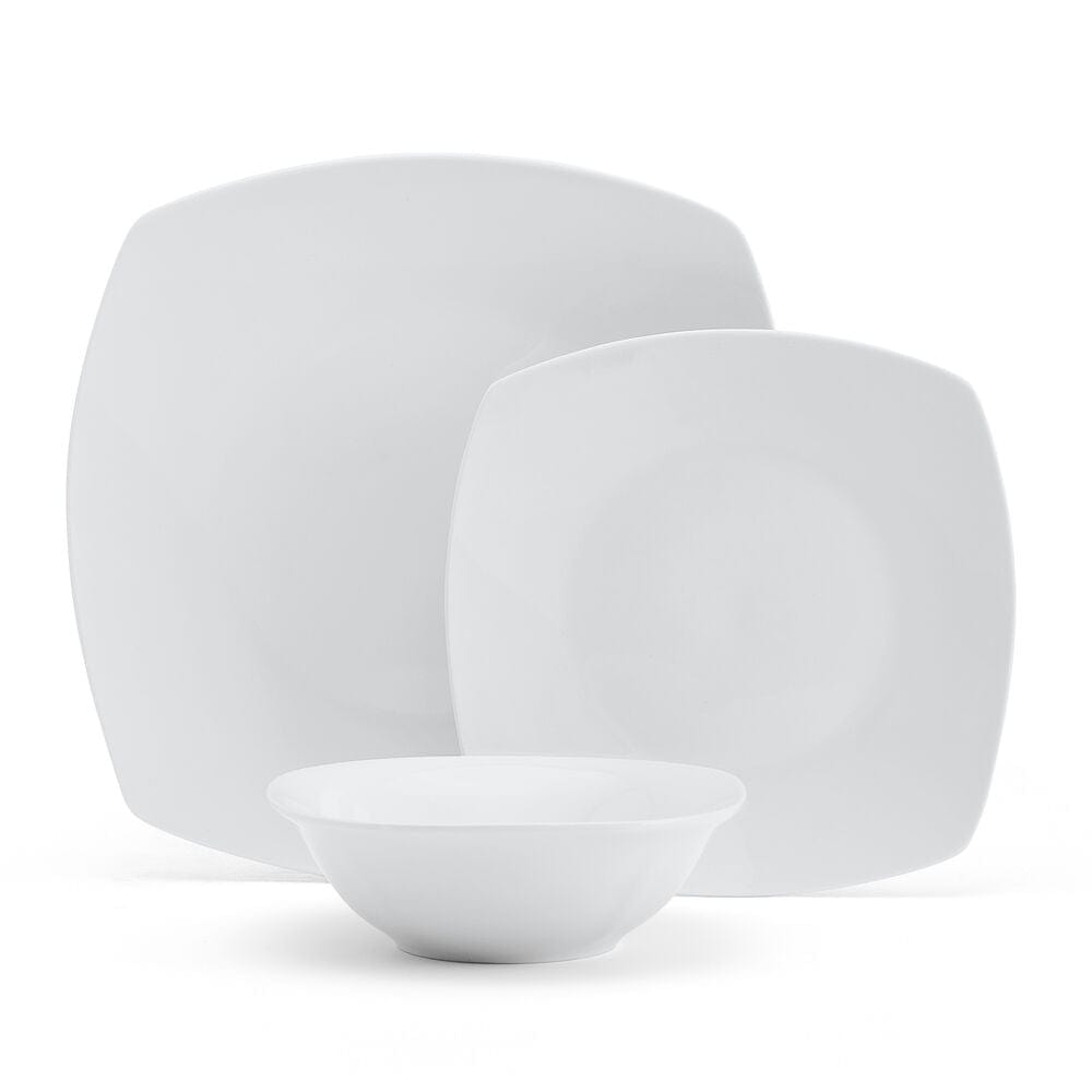 Close-up of Tara dinnerware set highlighting durable porcelain material and modern style