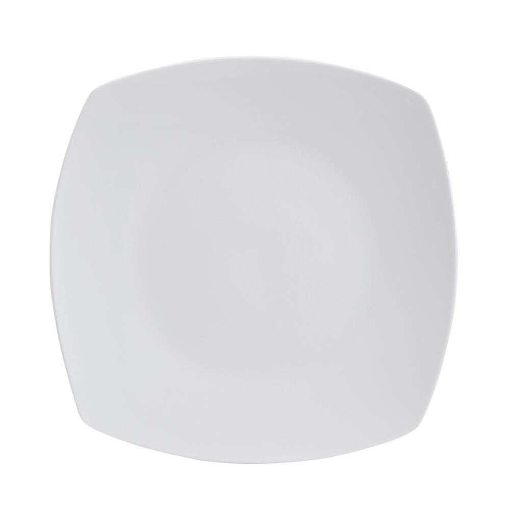 Modern porcelain dinnerware set with square plates and bowls for daily use